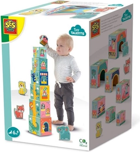 SES Tour de cubes avec animaux Tiny Talents