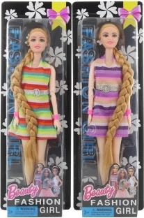 Doll in Striped Dress with Jointed Arms 28 cm