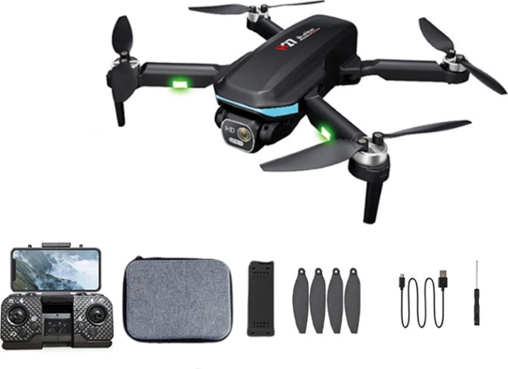 Drone pliable avec détection d’obstacles et caméra wi‑fi 720p, commande rc