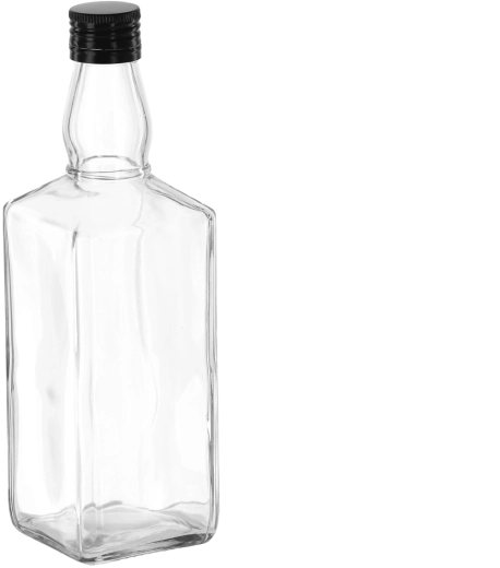 Bouteille en verre pour whisky 500 ml avec bouchon métallique à vis 28 mm