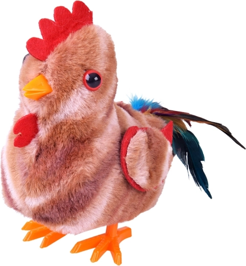 Loopt en zwaait met zijn vleugels