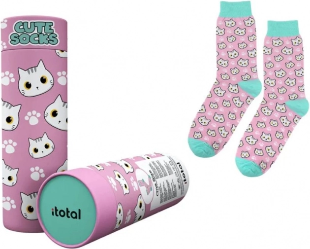 Chaussettes en coton roses avec chaton