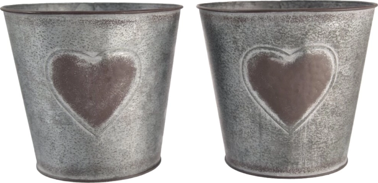 Decorative metal heart-shaped planter, grey/brown, 15 × 15 × 17 cm