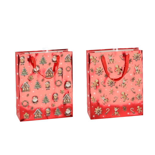 Kerstcadeautas Gingerbread 26 × 32 × 10 cm, verpakking 12 stuks