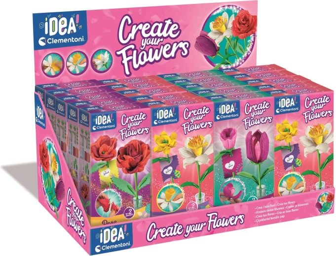 Clementoni mini usine à fleurs – kit créatif pour fabriquer des fleurs en papier