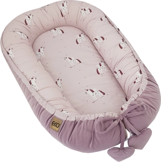 Öko-Babynest aus Baumwolle Velvet Unicorn 90 × 60 cm