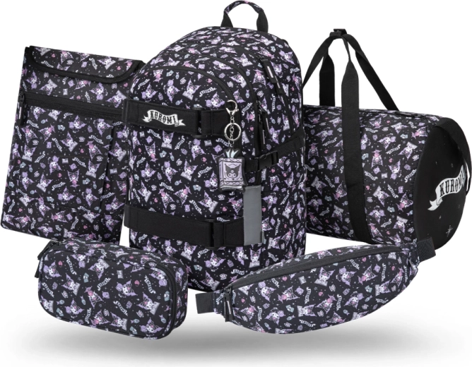 Set of 5 Baagl Skate Kuromi Black – backpack, pencil case, sports bag, waist bag and laptop sleeve