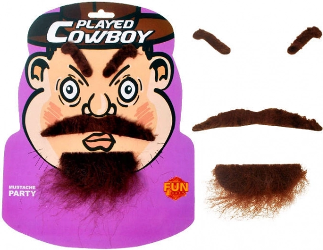 Cowboy-Bart-Set – Schnurrbart, Bart und Augenbrauen