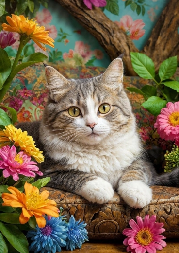 Enjoy Puzzle Cat in Flowers 1000 Pieces