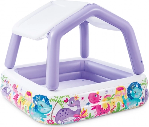 Inflatable kids’ pool with canopy DINOSAURS INTEX