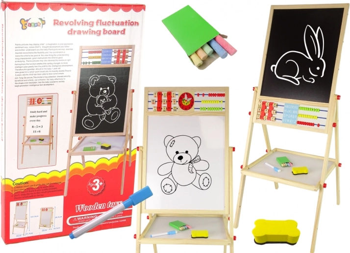 Houten dubbelzijdig bord Magnetisch en Krijtbord met Accessoires
