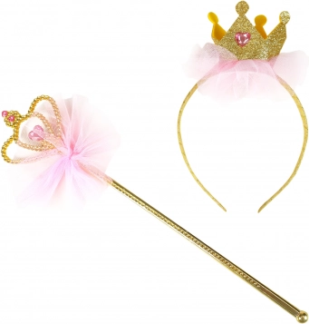 Princess headband with crown and magic wand