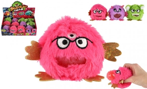 Pluchen antistress monster 8 cm – knijpspeeltje in box