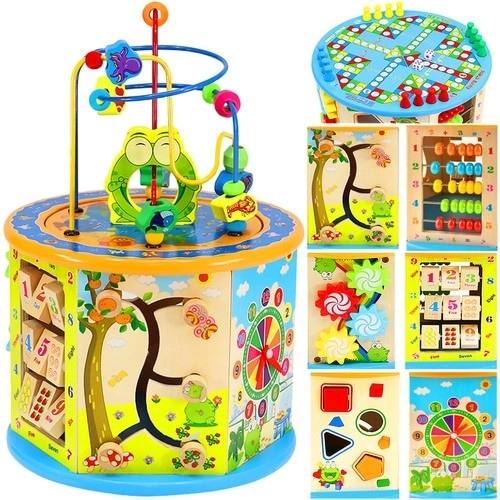 Cube éducatif en bois 8-en-1