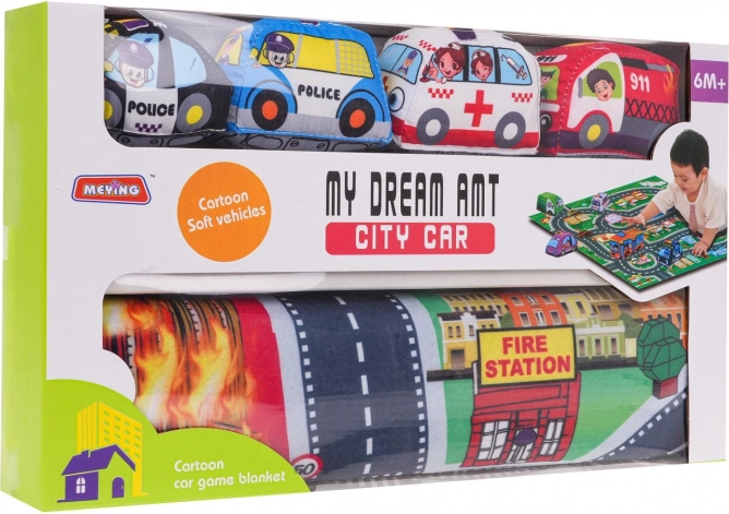 Firefighter city play mat with soft cars