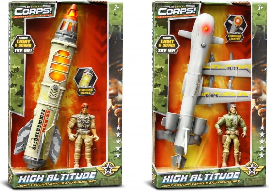 The Corps! militair speelgoedset met raket of drone, met licht- en geluidseffecten