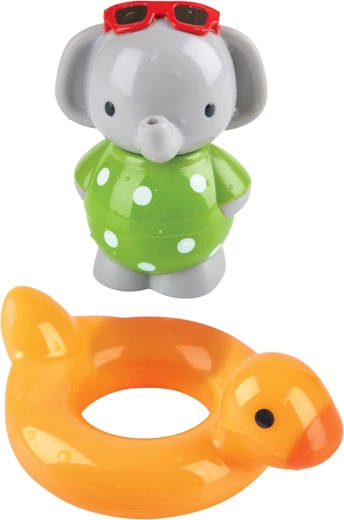 Zwemmende olifant met eendje voor in bad