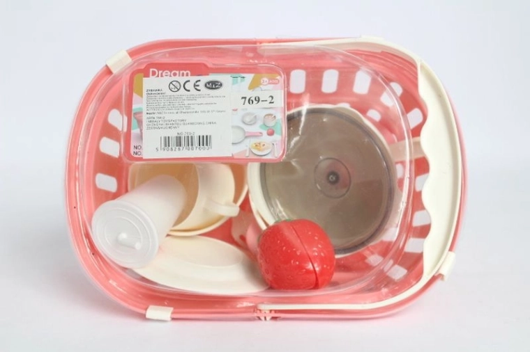 Basket with kitchen set