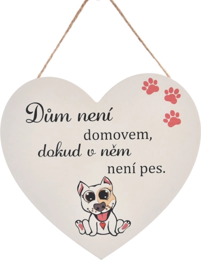 Wooden heart-shaped sign “Dog Home”