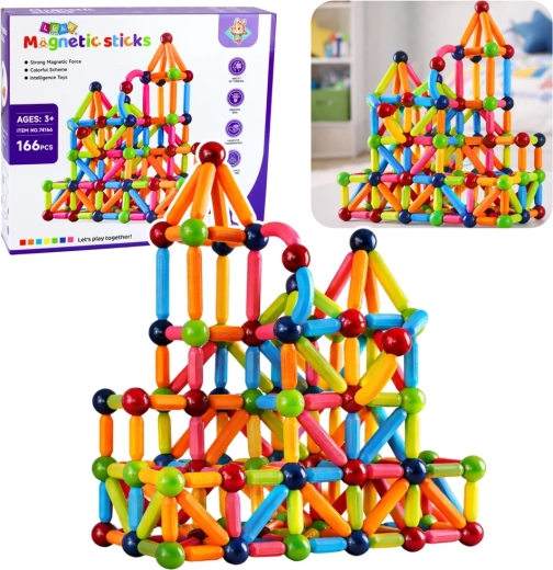 Magnetic building set sticks 166 pcs