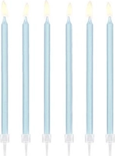 Bougies d’anniversaire lisses bleu clair 14 cm (12 pcs)