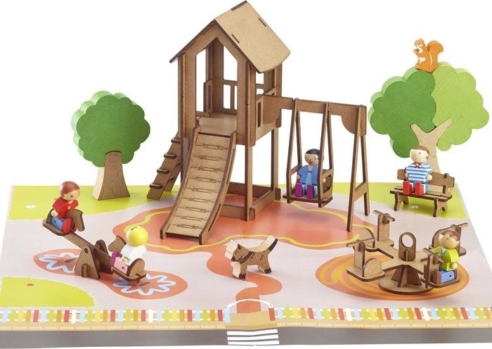 Jeujura Wooden Construction Set – Children’s Playground (70 pieces)