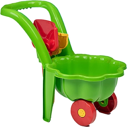 Kinder tuinkar met schep en hark BAYO Madeliefje groen