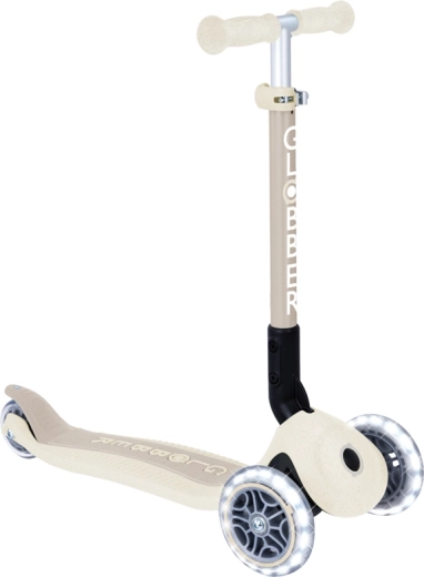 Globber junior trottinette pliante à trois roues avec roulettes LED ecologic coconut