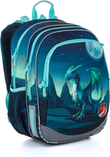 Topgal school backpack, dragon guardian motif, ELLY cut