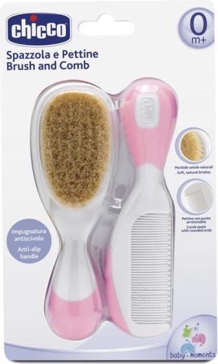 Chicco comb and brush for babies, pink