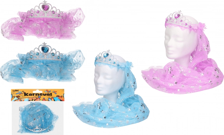 Carnavalsdiadeem met sluier – mix van kleuren