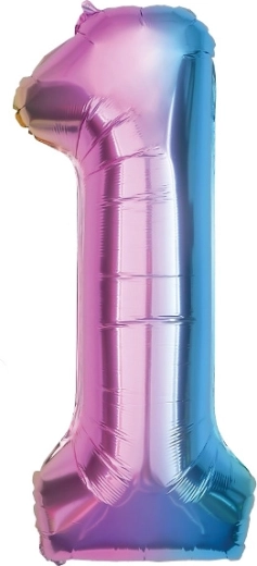 Rainbow number 1 foil balloon 85 cm