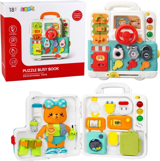 Interactive Manipulative Book – Educational Busy Board with Lights and Sounds, 16 Elements