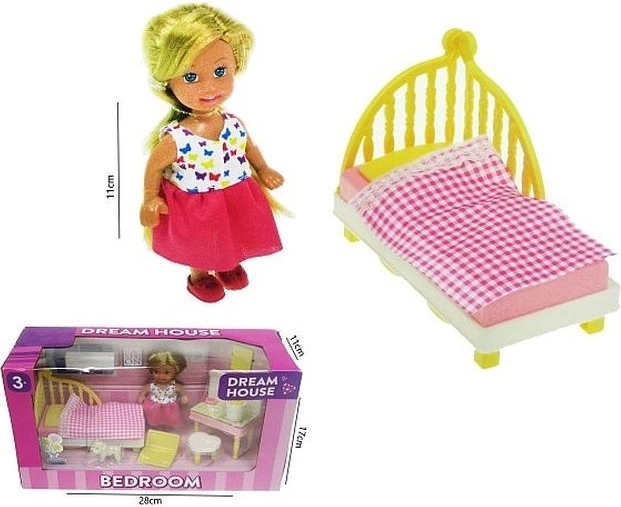 Poupée 11 cm avec ensemble chambre