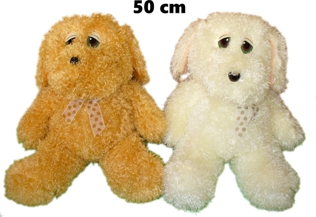 Large Plush Dog with Bow 55 cm