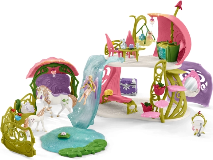 Glittering Flower House with Unicorns, Lake and Stable