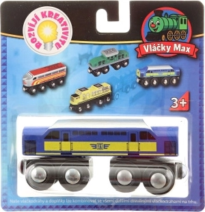 Locomotive bleue Vláčky Max pour circuit de train en bois