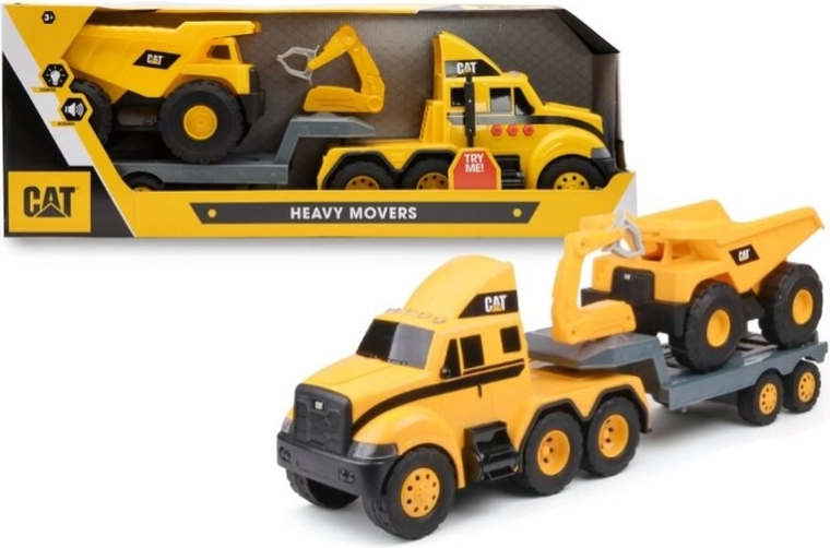 CAT – camion plateau avec benne basculante et chargeuse sur pneus avec lumière et son