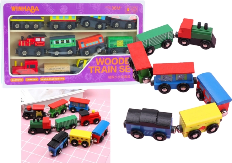 Train en bois avec aimants - ensemble de 12 pièces