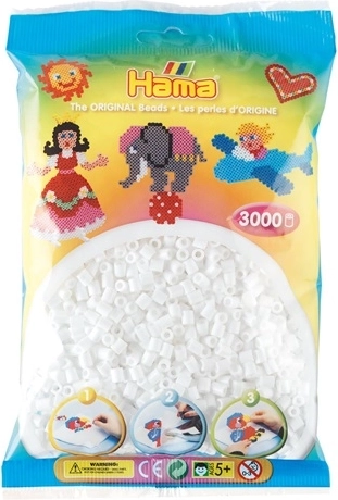 Perles à repasser Hama Midi blanches – 3000 pièces en seau