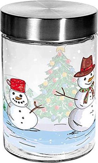 Glass Jar for Sweets TORO 1100 ml with Snowman