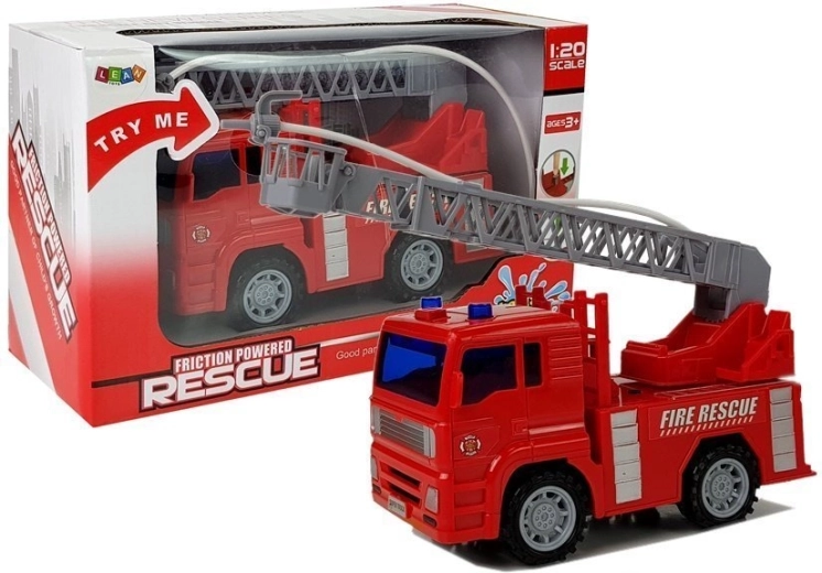 Fire truck with extendable ladder and water spray 1:20