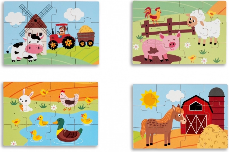 4 separate farm-themed pictures