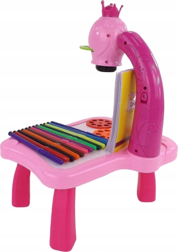 Stable pink table with accessories