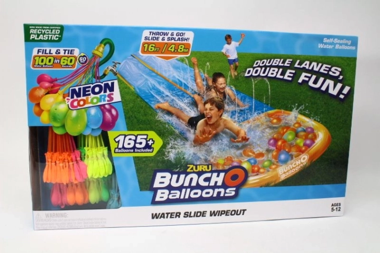Toboggan aquatique ZURU 4,8 m avec 2 pistes et 165 ballons d’eau