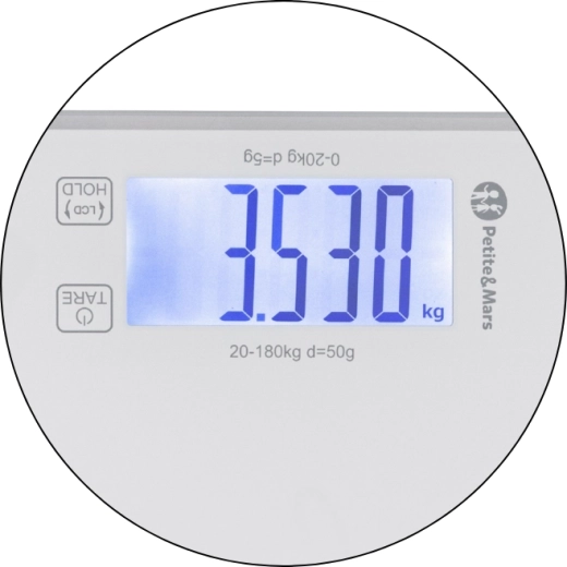 Précision par paliers de 5 g et fonction HOLD