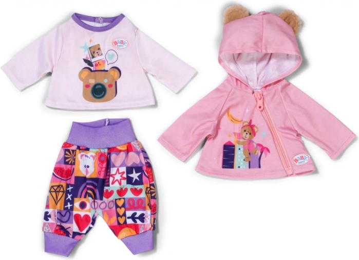 BABY born newborn clothing 43 cm – pink hoodie, T-shirt and patchwork pants
