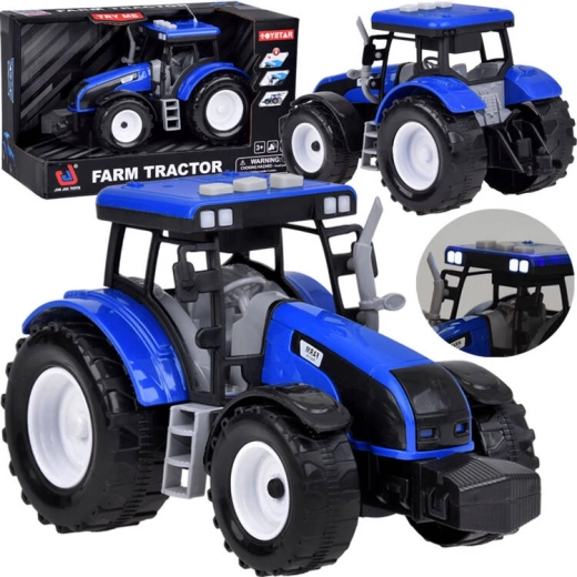 Blue tractor with pull-back drive and light and sound effects
