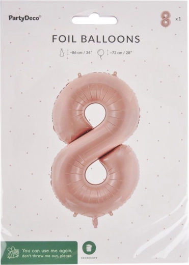 Beige foil number balloon 8, 72 cm
