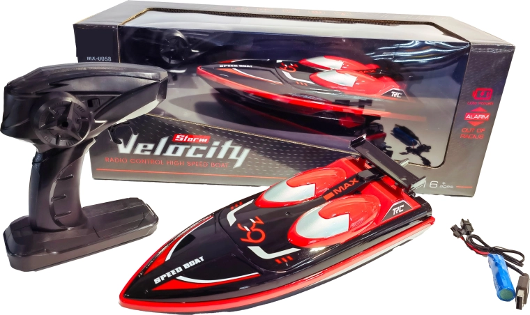 R/C raceboot High speed 1:16 zwart-rood